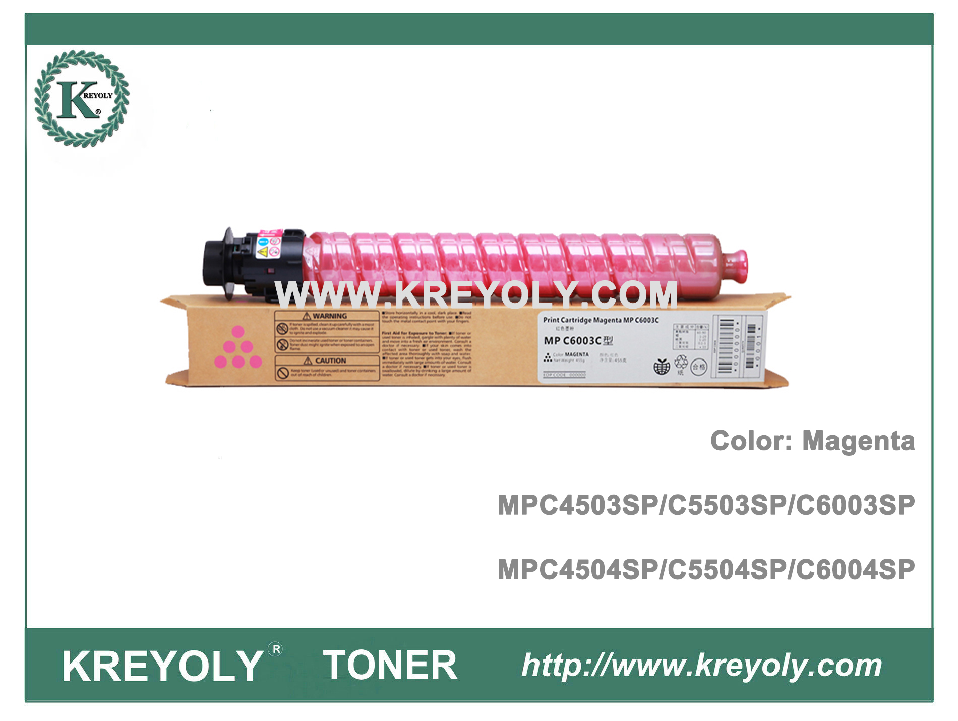 Cartouche de toner couleur Ricoh MPC4503 MPC4504 MPC5503 MPC5504 MPC6003 MPC6004