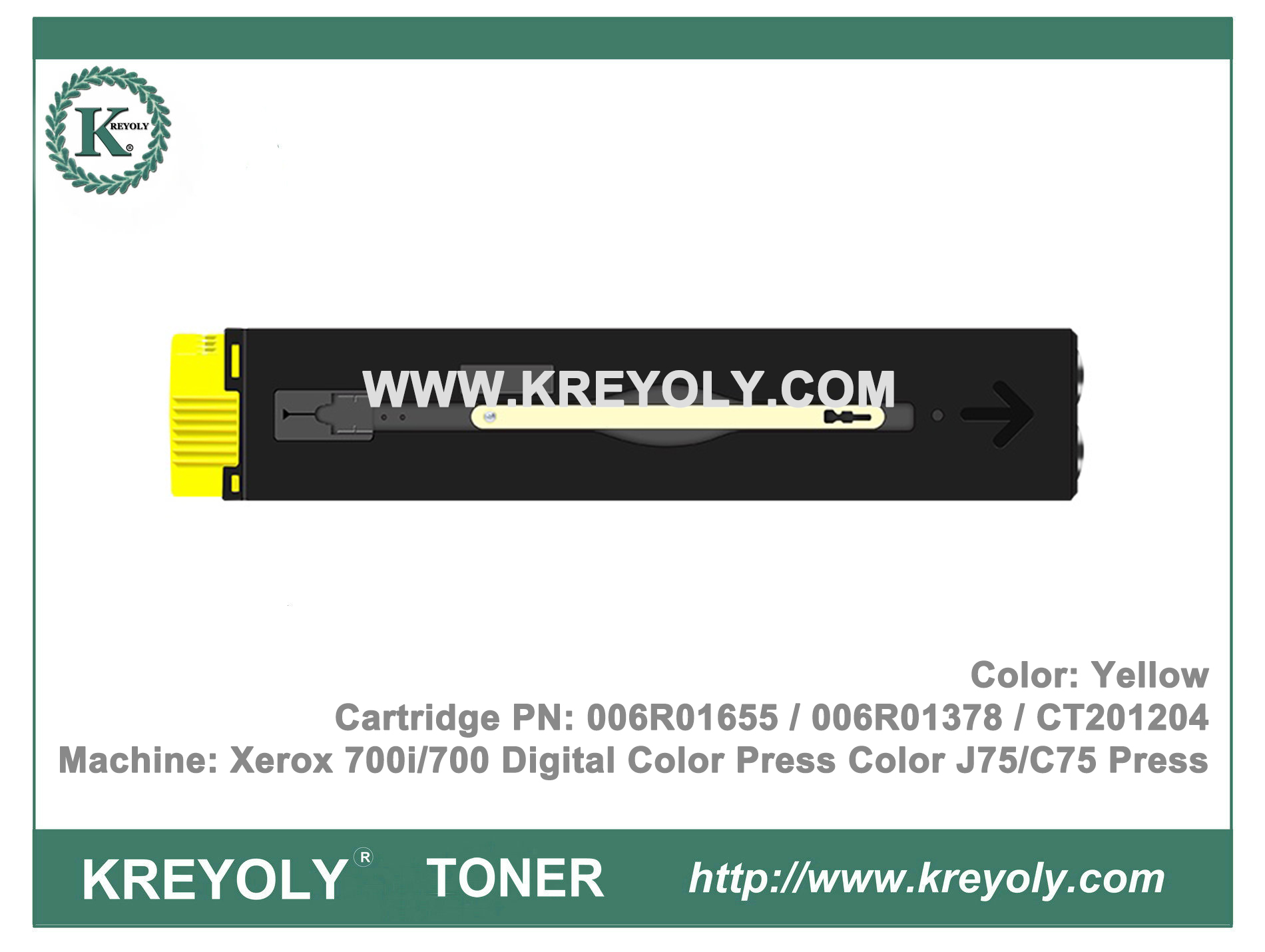 Cartouche de toner pour la presse couleur numérique Xerox 700i / 700 Presse couleur J75 / C75